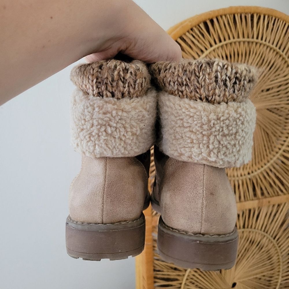 Cliffs White Mountain Ankle Boots Tan Sweater Cuff 9M - Picture 8 of 10